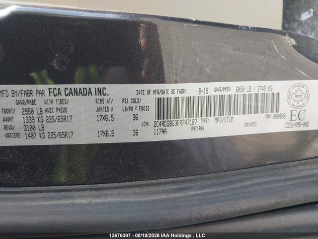 Dodge Grand Caravan Se 2015 2C4RDGBG3FR747167 Image 9