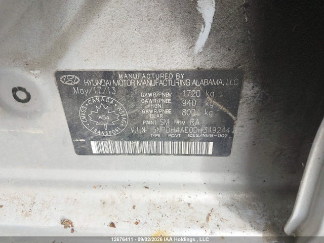 2013 Hyundai Elantra Gl მანქანა იყიდება აუქციონზე, vin: 5NPDH4AE0DH349244, აუქციონის ნომერი: 12676411