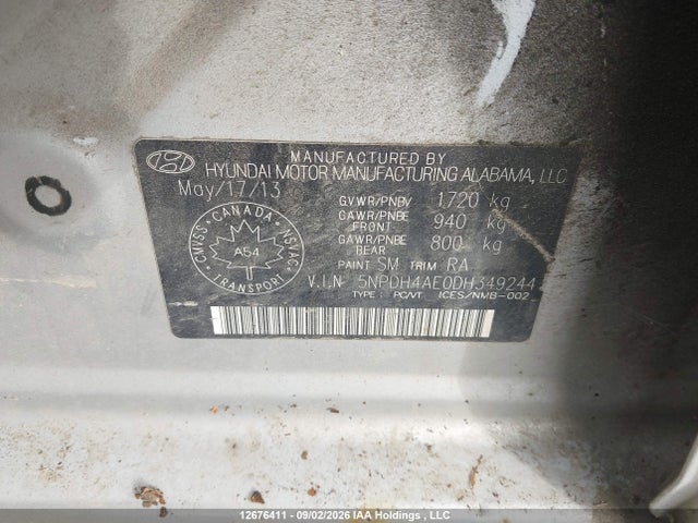 2013 Hyundai Elantra Gl მანქანა იყიდება აუქციონზე, vin: 5NPDH4AE0DH349244, აუქციონის ნომერი: 12676411