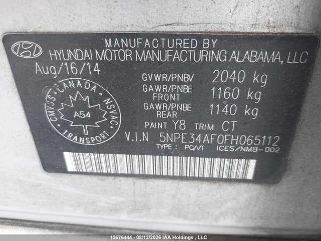 Hyundai Sonata 2015 5NPE34AF0FH065112 Image 9