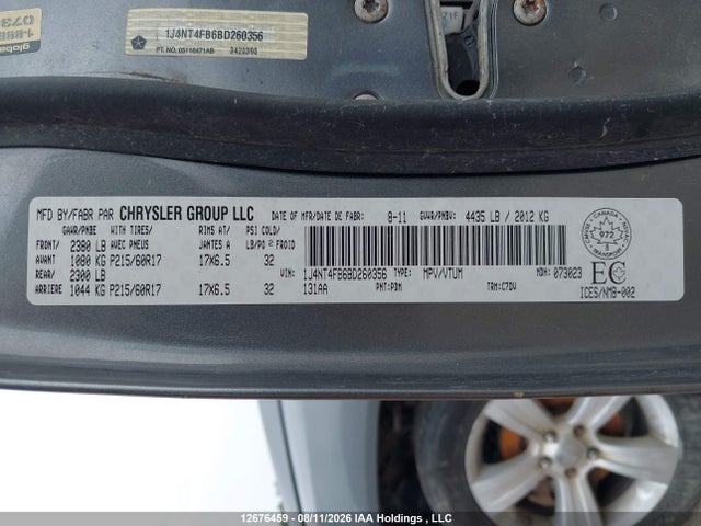 Продаж на аукціоні авто 2011 Jeep Compass, vin: 1J4NT4FB6BD260356, номер лоту: 12676459