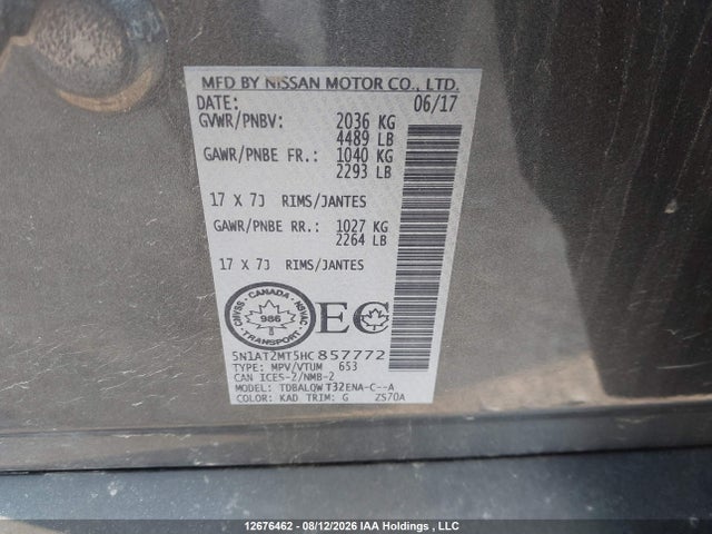 Nissan Rogue 2017 5N1AT2MT5HC857772 Image 9