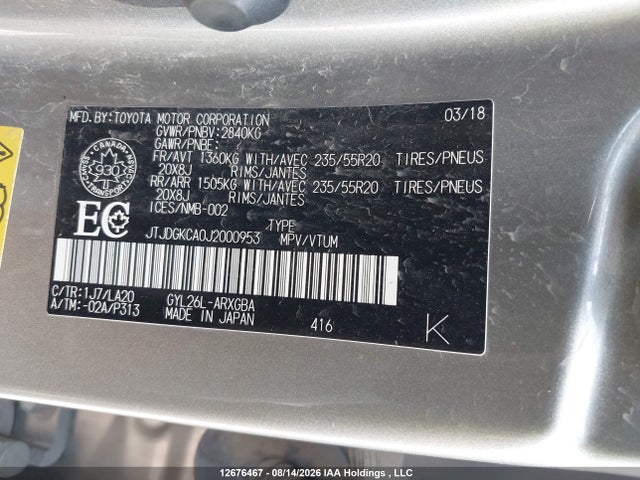 Lexus Rx 450hl 2018 JTJDGKCA0J2000953 Image 9