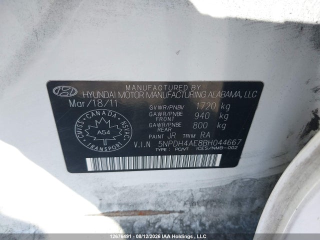 Продажа на аукционе авто 2011 Hyundai Elantra Gl, vin: 5NPDH4AE8BH044667, номер лота: 12676491