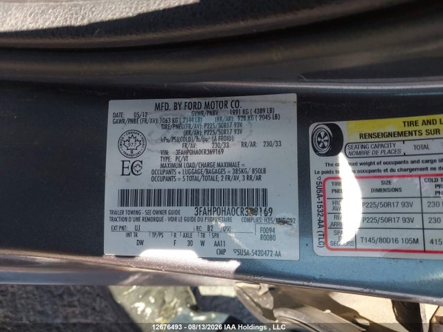 Продажа на аукционе авто 2012 Ford Fusion Se, vin: 3FAHP0HA0CR369169, номер лота: 12676493