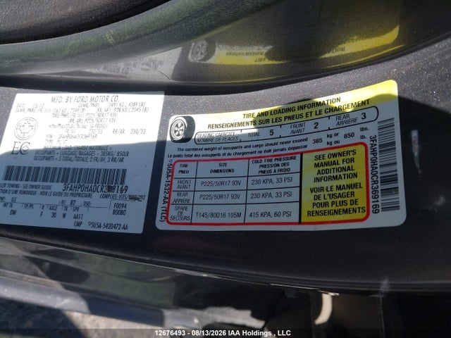 Продажа на аукционе авто 2012 Ford Fusion Se, vin: 3FAHP0HA0CR369169, номер лота: 12676493