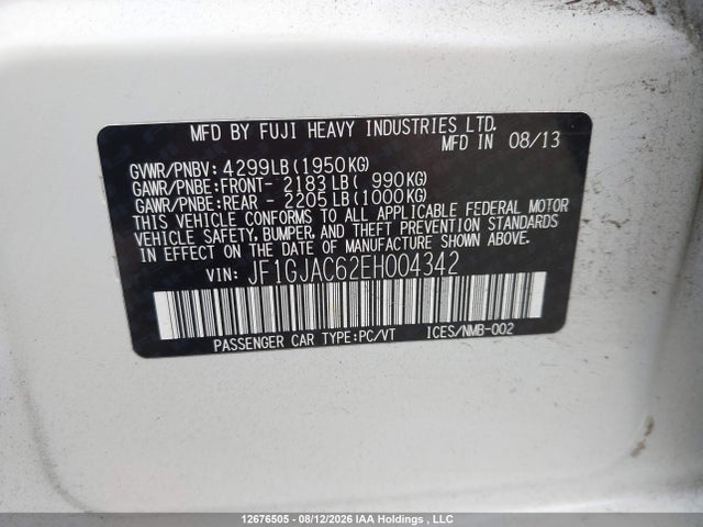 Subaru Impreza 2.0i Touring Package 2014 JF1GJAC62EH004342 Image 9