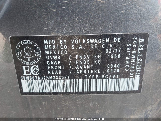 Volkswagen Jetta Wolfsburg Edition 2017 3VWB67AJ2HM333037 Image 9