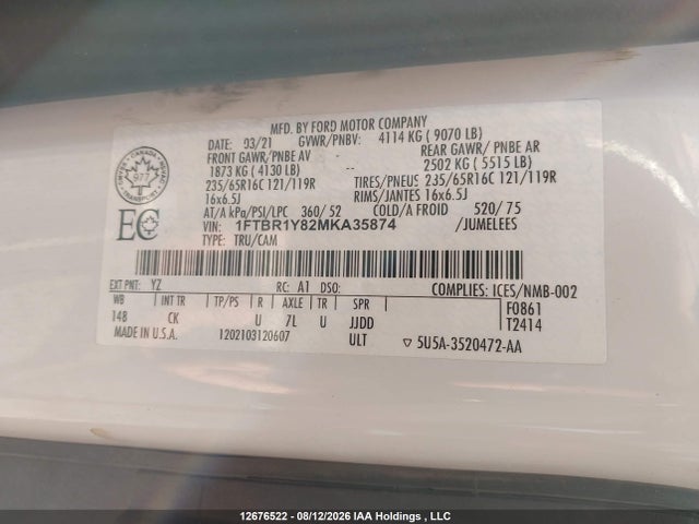 Ford Transit-250 Cargo 2021 1FTBR1Y82MKA35874 Image 9
