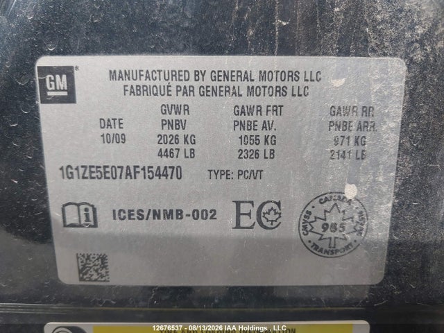 2010 Chevrolet Malibu Ltz მანქანა იყიდება აუქციონზე, vin: 1G1ZE5E07AF154470, აუქციონის ნომერი: 12676537