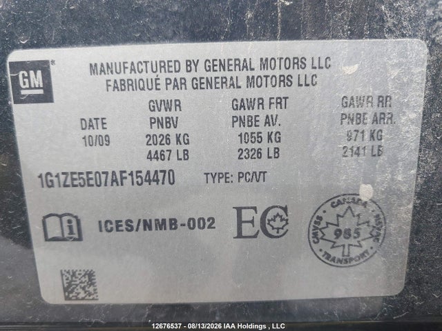 2010 Chevrolet Malibu Ltz მანქანა იყიდება აუქციონზე, vin: 1G1ZE5E07AF154470, აუქციონის ნომერი: 12676537