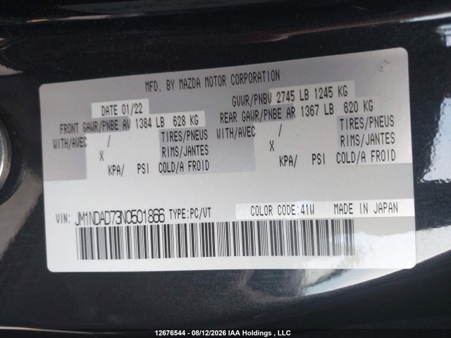 JM1NDAD73N0501866 Mazda Mx-5 Miata Grand Touring