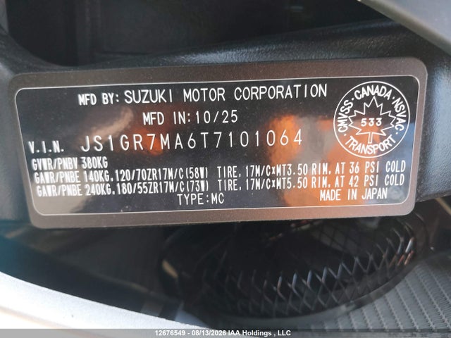 JS1GR7MA6T7101064 Suzuki GSX-R750