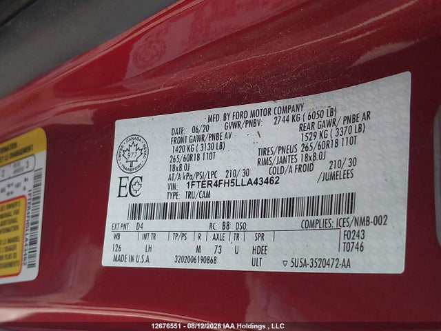 1FTER4FH5LLA43462 Ford Ranger
