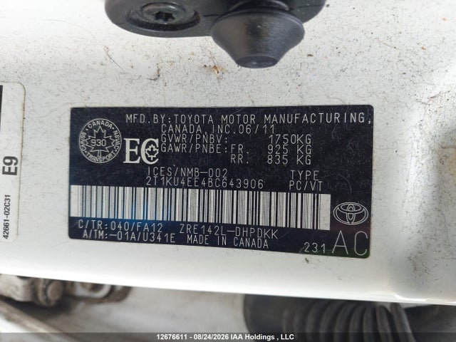 2011 Toyota Corolla Matrix მანქანა იყიდება აუქციონზე, vin: 2T1KU4EE4BC643906, აუქციონის ნომერი: 12676611