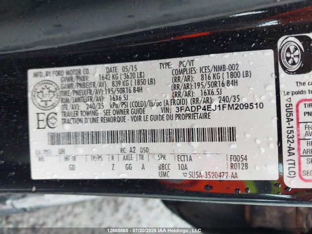 Ford FIESTA SE 2015 3FADP4EJ1FM209510 Image 19