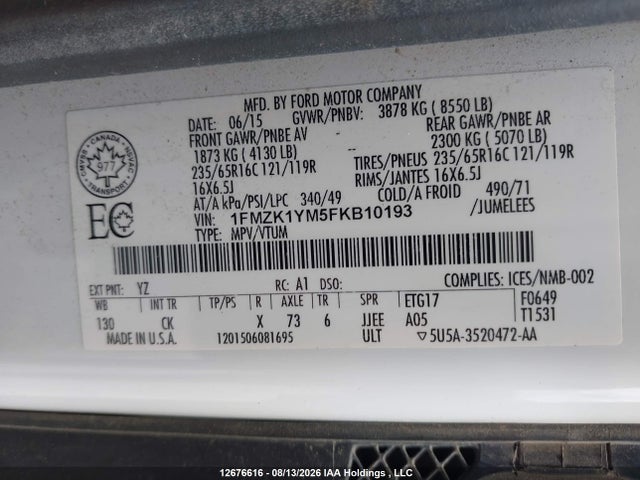 Ford Transit T-150 2015 1FMZK1YM5FKB10193 Image 18