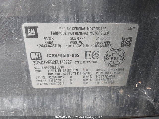 Chevrolet Trax 2014 3GNCJPEB2EL140727 Image 9