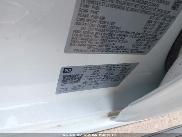 12676636 :رقم المزاد ، 1GTRUAED4PZ335426 vin ، 2023 Gmc Sierra K1500 مزاد بيع