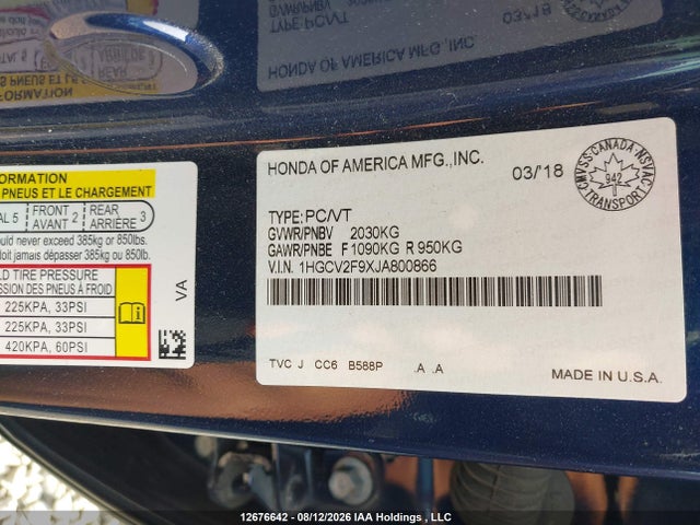 1HGCV2F9XJA800866 Honda Accord Touring 2.0t