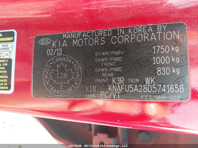 2013 Kia Forte მანქანა იყიდება აუქციონზე, vin: KNAFU5A28D5741658, აუქციონის ნომერი: 12676649