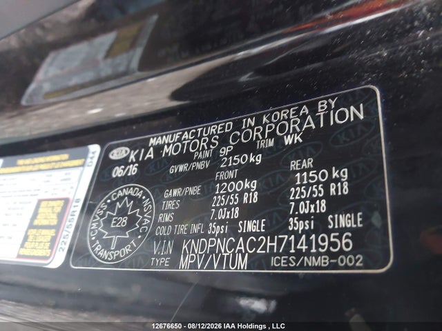 Продажа на аукционе авто 2017 Kia Sportage Ex/ex Premium/ex Tech, vin: KNDPNCAC2H7141956, номер лота: 12676650