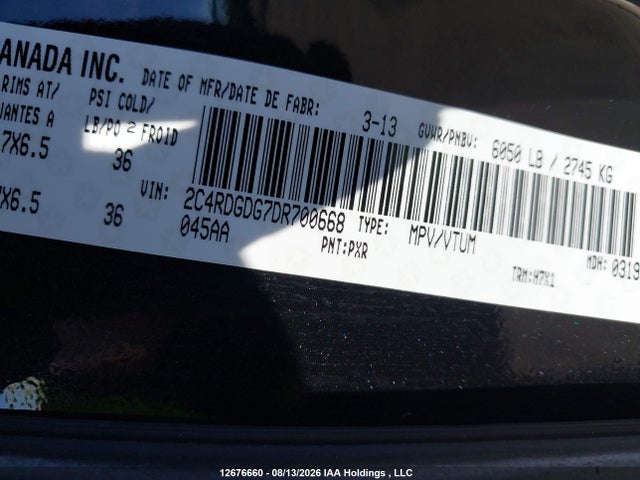 Продажа на аукционе авто 2013 Dodge Grand Caravan Crew, vin: 2C4RDGDG7DR700668, номер лота: 12676660