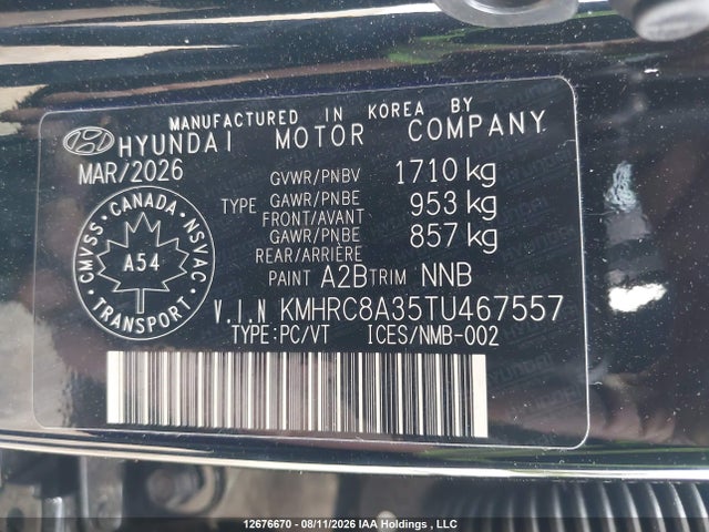 12676670 :رقم المزاد ، KMHRC8A35TU467557 vin ، 2026 Hyundai Venue Sel مزاد بيع