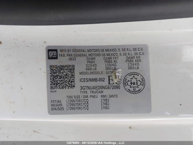 3GTNUAED0NG672090 GMC Sierra 1500 Pro