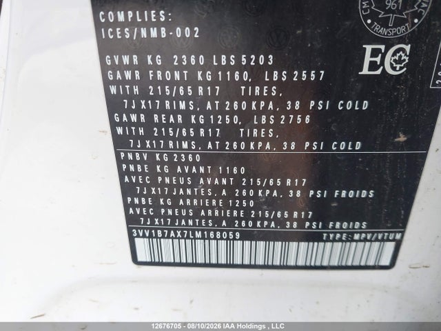 3VV1B7AX7LM168059 Volkswagen Tiguan Trendline