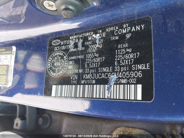 2012 Hyundai Tucson მანქანა იყიდება აუქციონზე, vin: KM8JUCAC6CU405906, აუქციონის ნომერი: 12676724