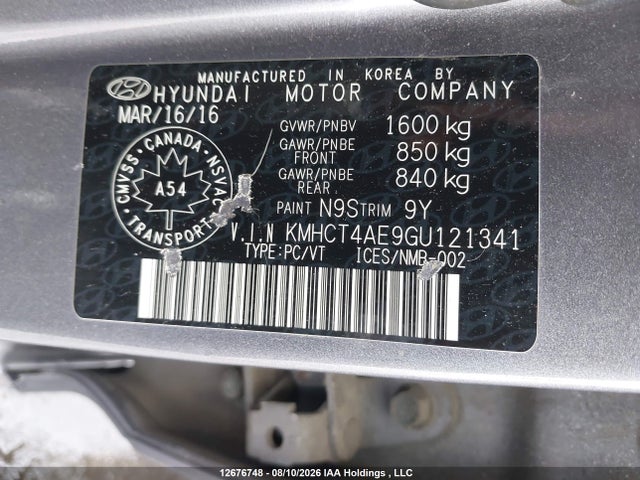 Hyundai ACCENT SE 2016 KMHCT4AE9GU121341 Image 9
