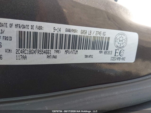 Aukcja sprzedaży 2015 Chrysler Town & Country Touring, vin: 2C4RC1BGXFR554661, numer aukcji: 12676754