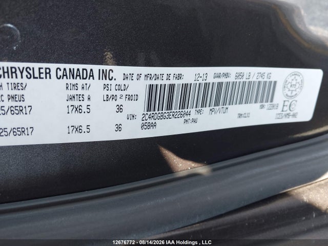 Aukcja sprzedaży 2014 Dodge Grand Caravan Se/sxt, vin: 2C4RDGBG3ER226044, numer aukcji: 12676772