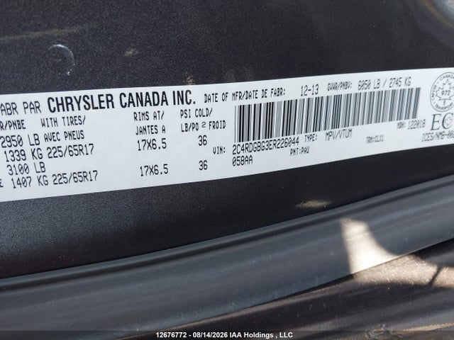 Aukcja sprzedaży 2014 Dodge Grand Caravan Se/sxt, vin: 2C4RDGBG3ER226044, numer aukcji: 12676772