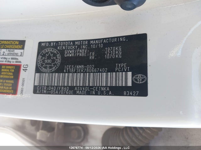 12676774 :رقم المزاد ، 4T1BF3EK7BU667402 vin ، 2011 Toyota Camry Le مزاد بيع