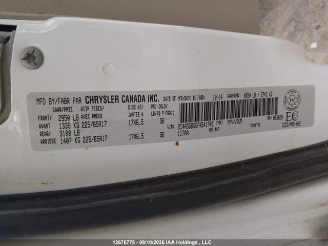 Продаж на аукціоні авто 2015 Dodge Grand Caravan Se/sxt, vin: 2C4RDGBG6FR541745, номер лоту: 12676778