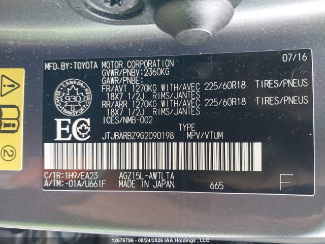 JTJBARBZ9G2090198 Lexus Nx 200t 200t