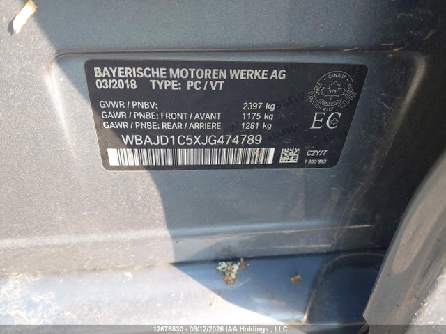 12676830 :رقم المزاد ، WBAJD1C5XJG474789 vin ، 2018 Bmw 540d Xdrive مزاد بيع