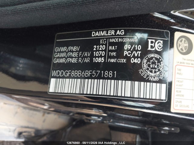12676860 :رقم المزاد ، WDDGF8BB6BF571881 vin ، 2011 Mercedes-benz C 300 مزاد بيع
