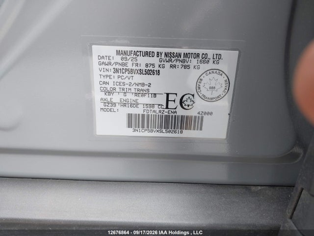 Продажа на аукционе авто 2025 Nissan Kicks Play S Cvt, vin: 3N1CP5BVXSL502618, номер лота: 12676864