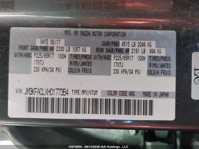 JM3KFACLXH0177354 Mazda Cx-5 Touring