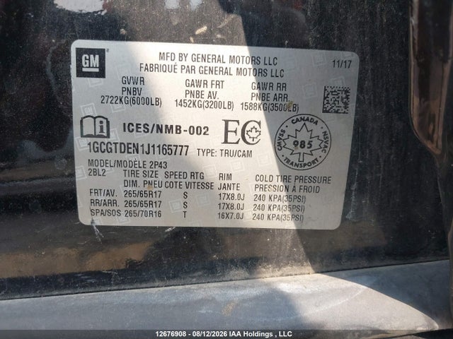 1GCGTDEN1J1165777 Chevrolet Colorado Z71