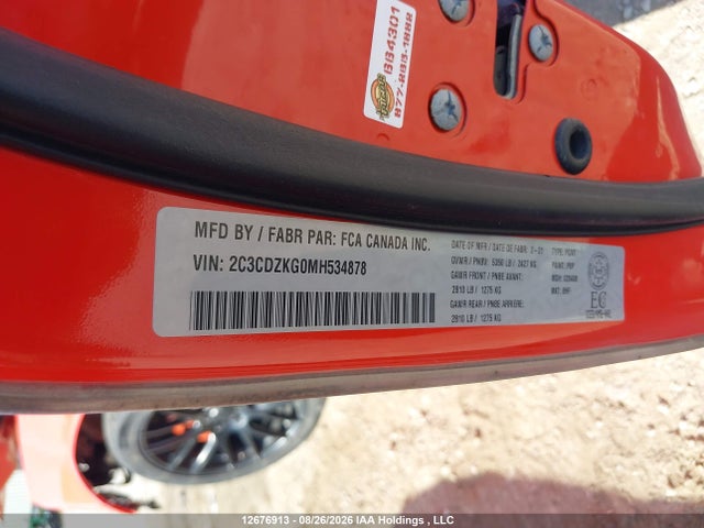 Dodge Challenger 2021 2C3CDZKG0MH534878 Image 9