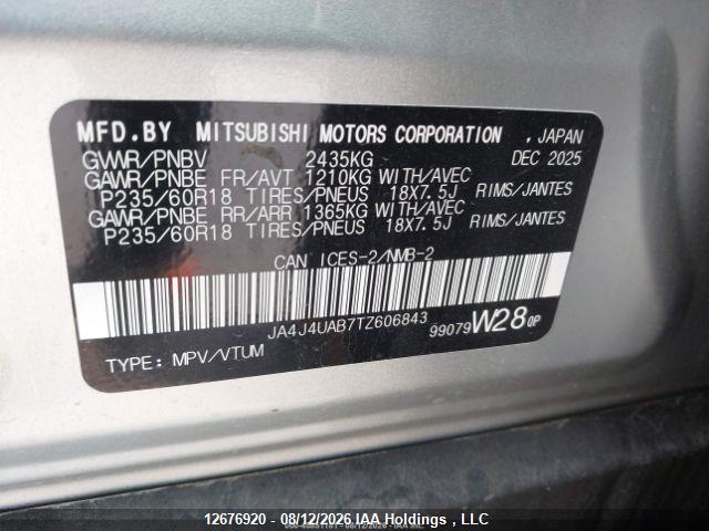 Продаж на аукціоні авто 2026 Mitsubishi Outlander Es, vin: JA4J4UAB7TZ606843, номер лоту: 12676920
