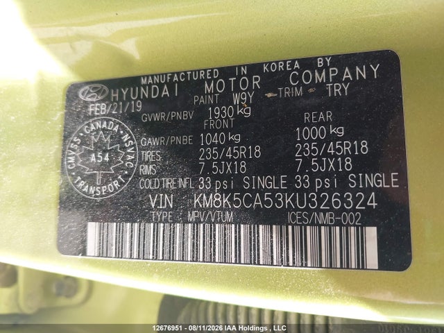 Hyundai Kona Ultimate 2019 KM8K5CA53KU326324 Image 9