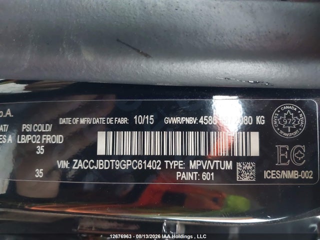 Jeep Renegade Limited 2016 ZACCJBDT9GPC61402 Image 9