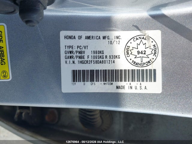 Продаж на аукціоні авто 2013 Honda Accord Sport, vin: 1HGCR2F58DA801214, номер лоту: 12676964