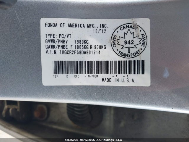 Продаж на аукціоні авто 2013 Honda Accord Sport, vin: 1HGCR2F58DA801214, номер лоту: 12676964