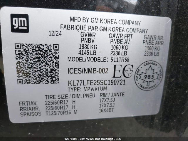 Chevrolet Trax 2025 KL77LFE25SC190721 Image 9